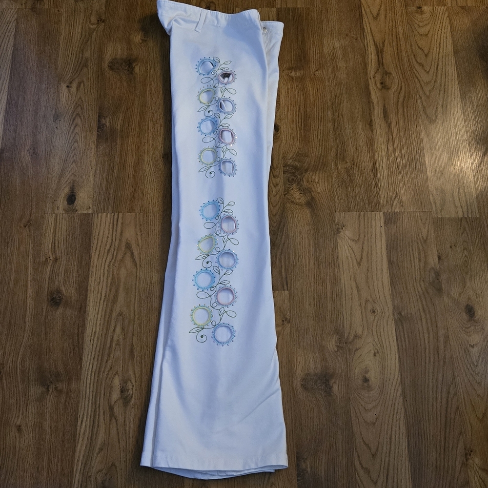 Sashay White Cut out Bell Bottom Jeans